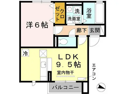 ヴィラ・シャロム A棟(1LDK/1階)の間取り写真