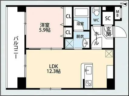 VICTORY1(1LDK/7階)の間取り写真