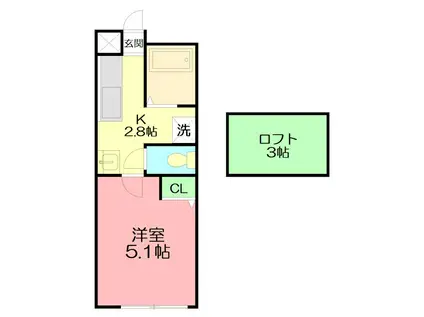 ラヴィータ湘南(1K/1階)の間取り写真