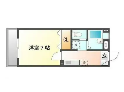 サンライズ南1号館(1K/1階)の間取り写真