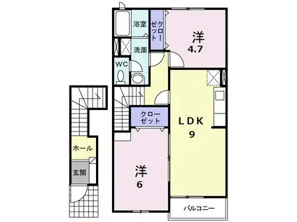 サンブリーズC(2LDK/2階)の間取り写真