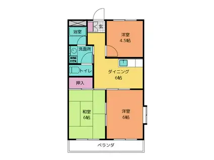 水一コーポ(3DK/1階)の間取り写真