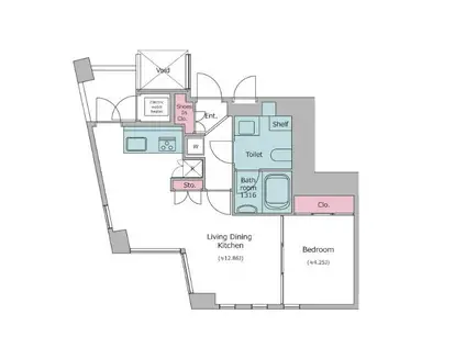 レジディアタワー乃木坂(1LDK/3階)の間取り写真