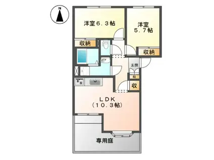 ベルクレスト(2LDK/1階)の間取り写真