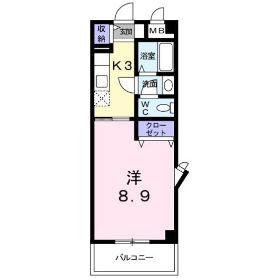 グラン・アルフル東雲(1K/2階)の間取り写真
