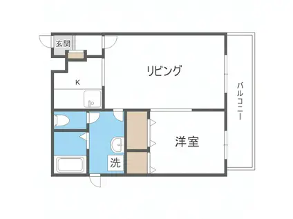 グランドアイ美園(1LDK/3階)の間取り写真