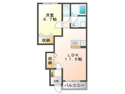 エバーガーデンII(1LDK/1階)の間取り写真