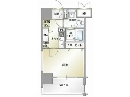 エンクレスト 香椎(1K/4階)の間取り写真