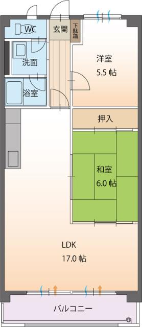 グランシード中町(2LDK/4階)の間取り写真