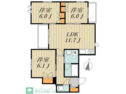 フォレストメゾン(3LDK/3階)の間取り写真