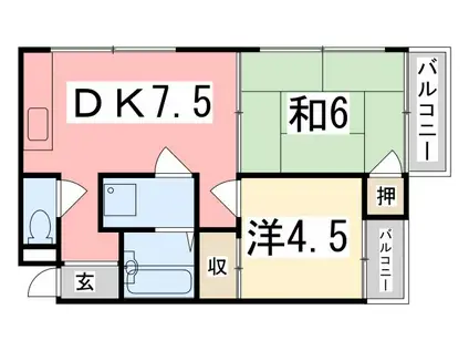 インタービレッジ千代田(2DK/3階)の間取り写真