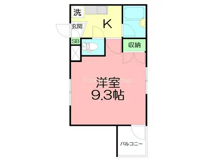 プランドール・K(1K/4階)の間取り写真