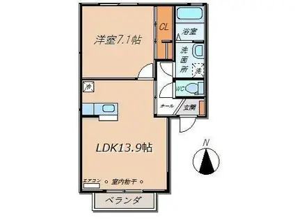 ザ・ウェイ(1LDK/1階)の間取り写真