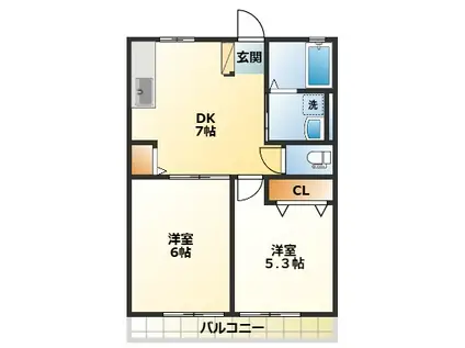 ブリーズ三浦A(2DK/2階)の間取り写真