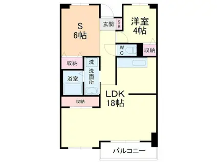 パークビュー四ツ池(1SLDK/7階)の間取り写真