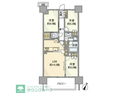 SHINTO CITY C棟(3LDK/8階)の間取り写真