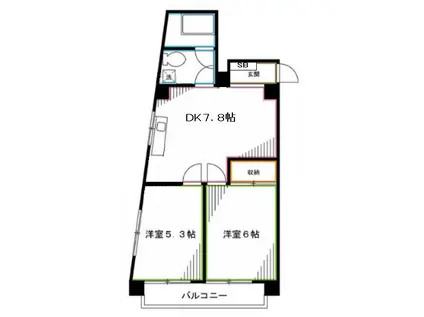 中野スカイコーポ(2DK/2階)の間取り写真