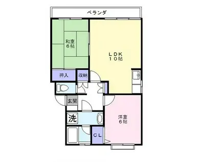 コーポかいつぶり(2LDK/1階)の間取り写真