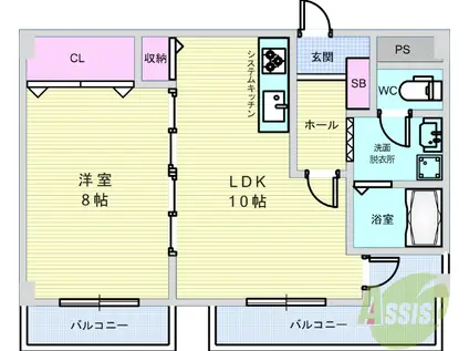 グリーンロータス2(1LDK/1階)の間取り写真