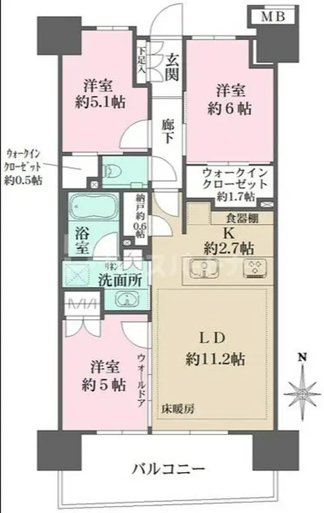 ガーデンクロス東京王子 12階階 間取り