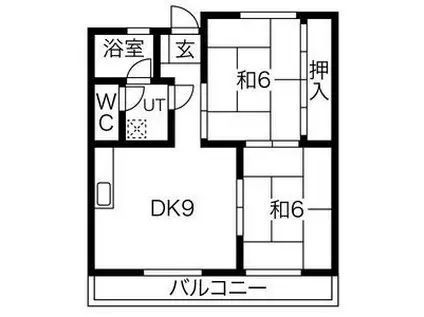 広瀬ビル(2LDK/2階)の間取り写真