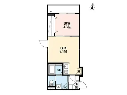 YUI TERRACEII(1LDK/1階)の間取り写真