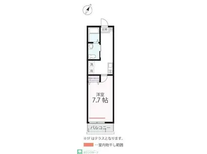 ハーミットクラブハウス横浜駅西(1K/2階)の間取り写真