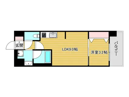 スプランディッド弁天町(1LDK/7階)の間取り写真