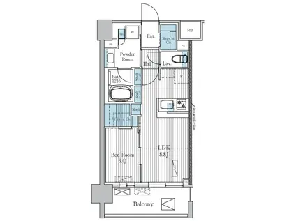 TERRA蚕糸の森(1LDK/3階)の間取り写真