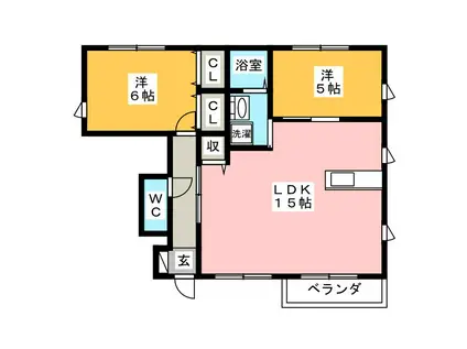 パストラルC(2LDK/1階)の間取り写真