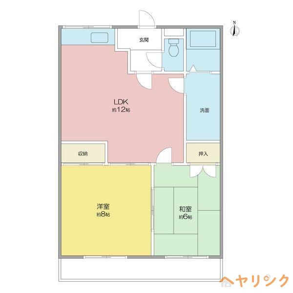 ボンアーデル壱番館(2LDK/4階)の間取り写真
