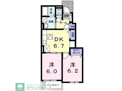 モナヴェールIV(2DK/1階)の間取り写真