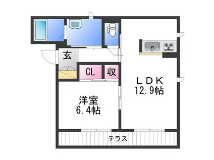 ヴィレッジ三年坂(1LDK/1階)の間取り写真