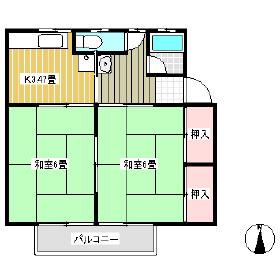 ひばりヶ丘ハイツ1(2K/1階)の間取り写真