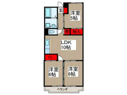 グランドカ―サ 武蔵野(3LDK/2階)の間取り写真