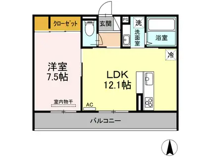 ルヴェデュソレイユ I(1LDK/3階)の間取り写真