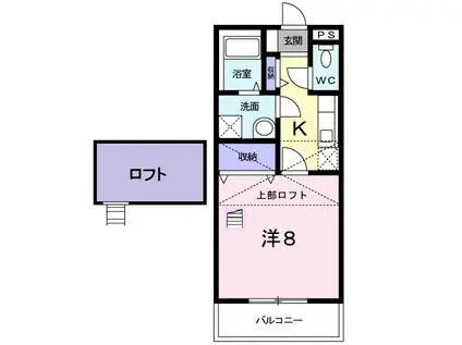 メルベーユ(1K/2階)の間取り写真