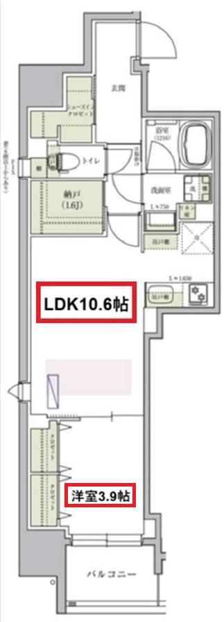 アーバネックス堺筋本町(1SLDK/14階)の間取り写真