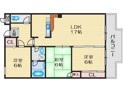 晋和ビル(3LDK/4階)の間取り写真