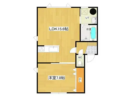 ＪＲ石北本線 北見駅 徒歩20分 2階建 築18年(1LDK/1階)の間取り写真