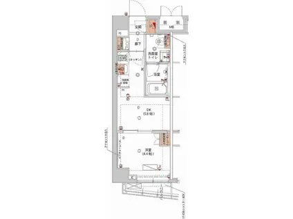 ハーモニーレジデンス神楽坂ヒルズSECOND(1DK/3階)の間取り写真