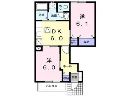 メゾンオーブ B棟(2DK/1階)の間取り写真