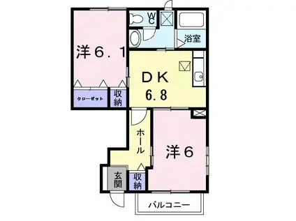 プリマヴェラール(2DK/1階)の間取り写真