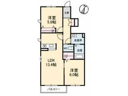 シャーメゾン ハナミズキ B棟(2LDK/1階)の間取り写真