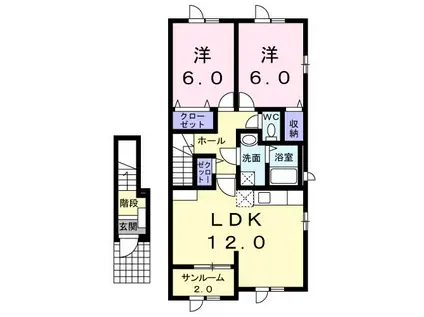 ＩＲいしかわ鉄道 加賀温泉駅 バス乗車時間：22分 最寄りバス停で下車 徒歩2分 2階建 築13年(2LDK/2階)の間取り写真
