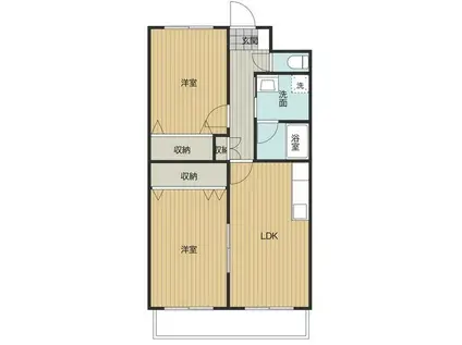 ブルーム白枝(2LDK/1階)の間取り写真