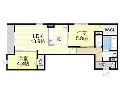 クラシスト高殿(2LDK/1階)の間取り写真