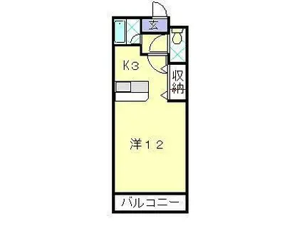 クオーレ中川(ワンルーム/2階)の間取り写真