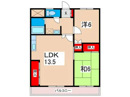 ヴェールドミール(2LDK/2階)の間取り写真