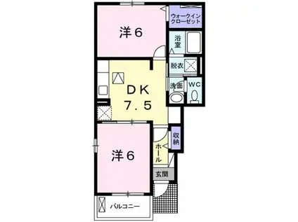 シャン トロワ B(2DK/1階)の間取り写真